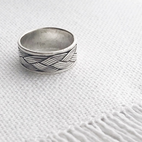 Vintage Jewelry - VINTAGE Native Sterling Braided Unisex Band Ring